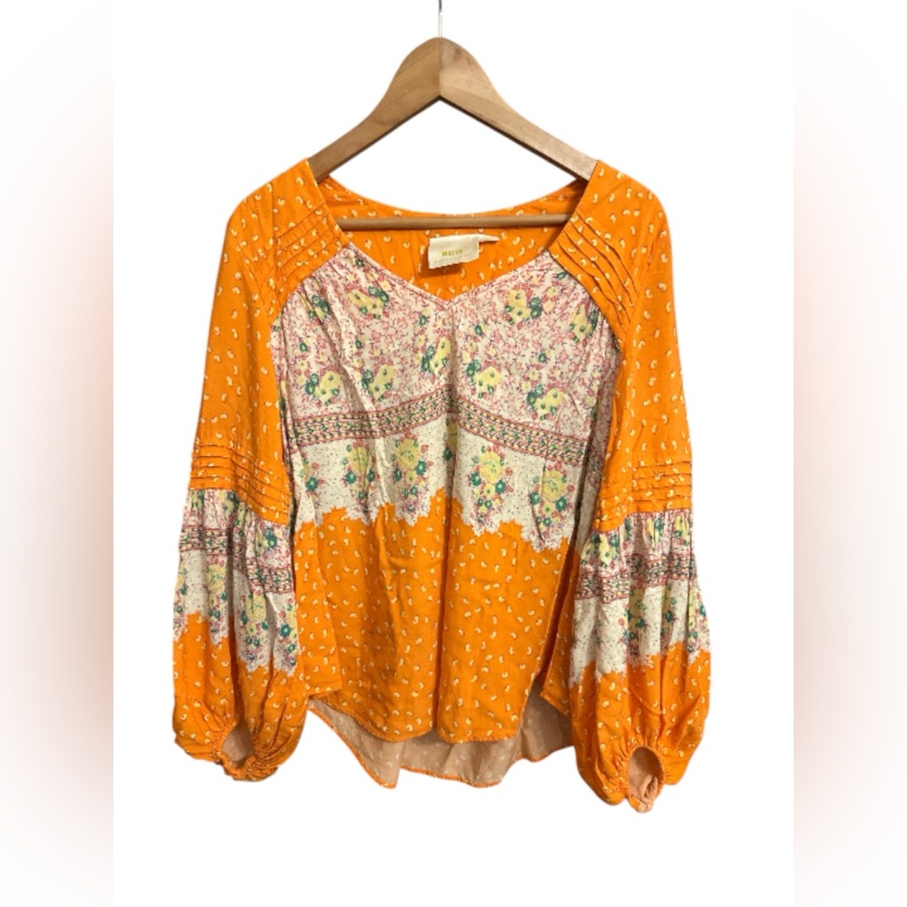 Anthropologie Maeve Women’s Blouse Top Floral Festival Peasant Small Oversized